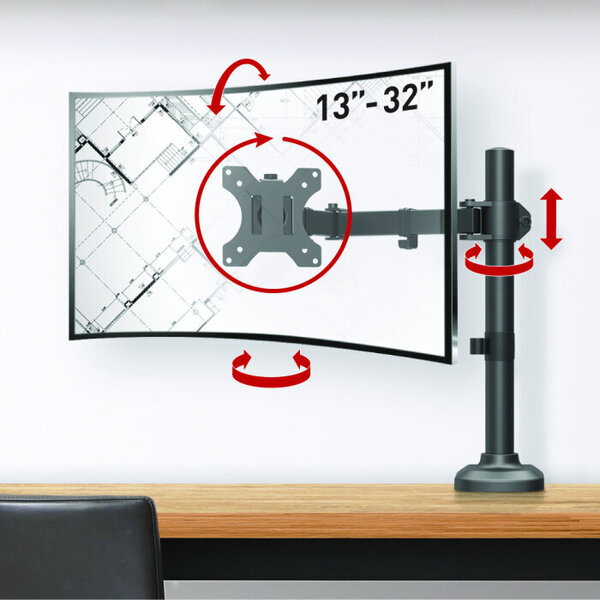 Barkan Monitor Arm - 1 Monitor13'- 34' - Black