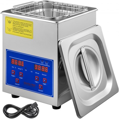 VEVOR 2L Ultrasonic Cleaner Machine Stainless Steel Ultrasonic Cleaning Machine Digital Heater Timer Jewelry Cleaning for Commercial Personal Home Use(2L)