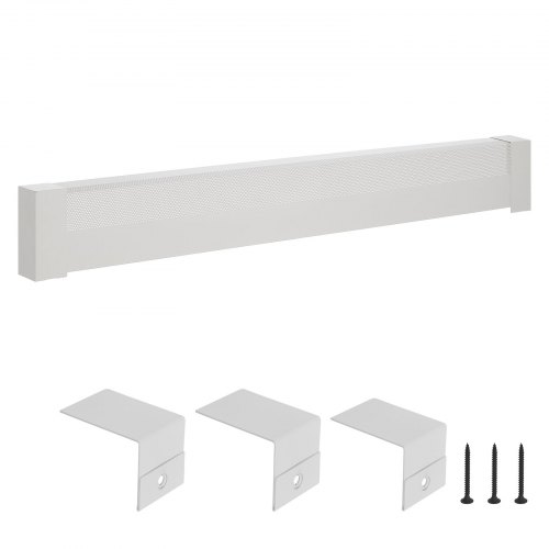 VEVOR Baseboard Heater Covers, Basic Series 1831 mm Standard Electric Heating Unit Front Cover for Home Improvement, Heavy-duty Steel, Easy Installation for Bedroom Replacing Old Cover, White