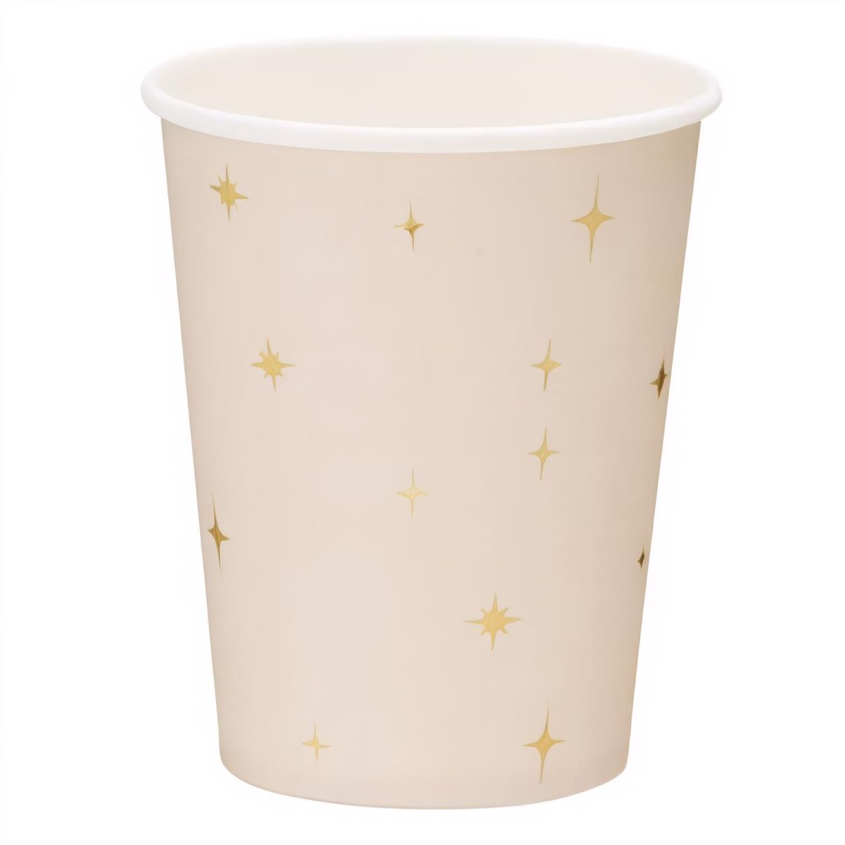 Paperimukit - beige, kultaiset tähdet, 220 ml, 6 kpl