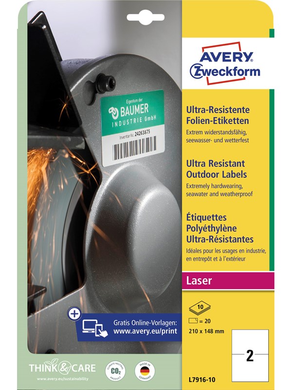Avery Ultra Resistant Stretchable Labels White (-40oC to +150oC)
