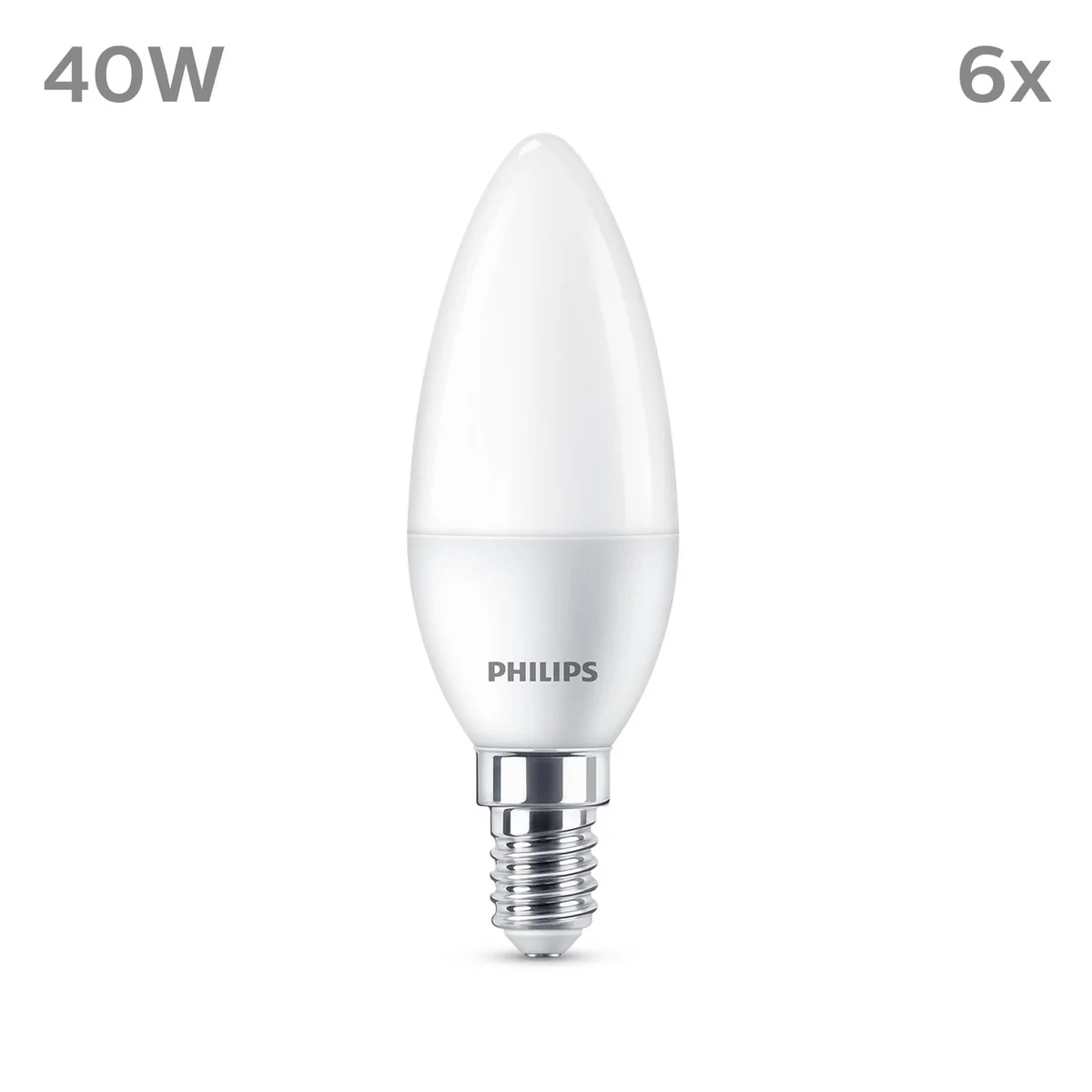 Philips LED-lamppu Kerte 4,9 W/827 (40 W) kuuden kappaleen pakkaus E14