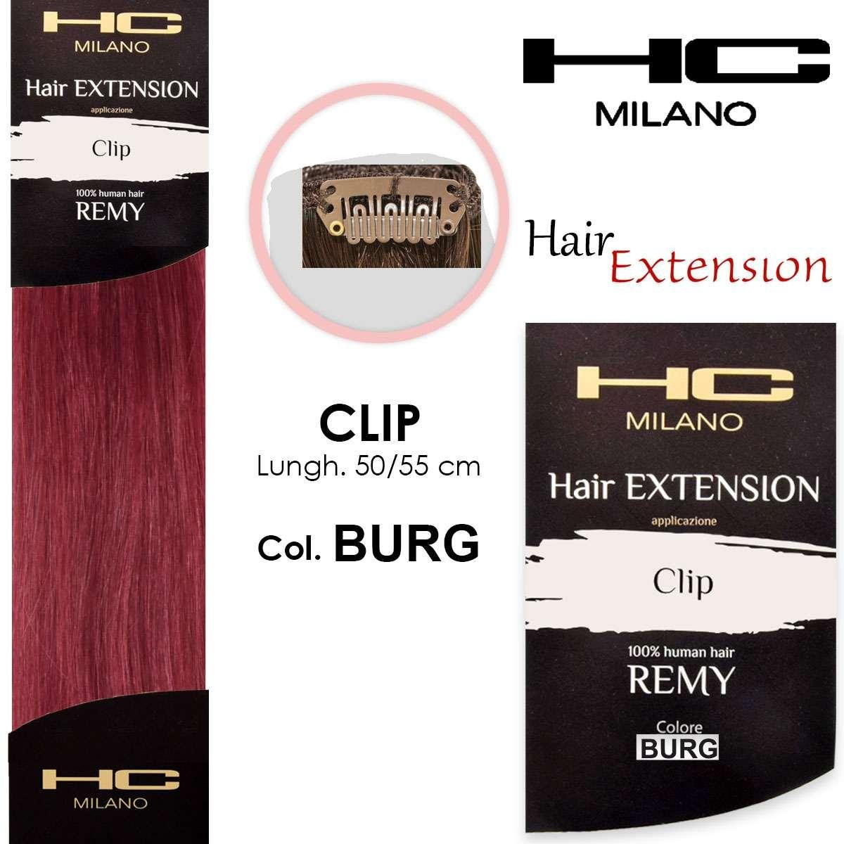 Hc milano pidennys 3 remy klipsiä leveys 14-16cm pituus 50cm kol.burgundi