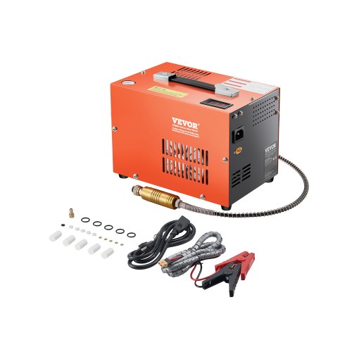VEVOR PCP Air Compressor, 4500PSI/30Mpa Portable PCP Airgun Compressor with Built-in Converter & Fan Cooling System, DC12V/AC230V Manual-Stop Air Rifle, Paintball and Scuba Tank Compressor Pump