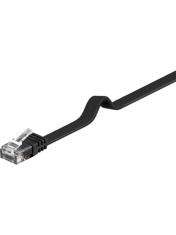 Goobay CAT 6 platt patchkabel, U/UTP, svart kopparledare (CU)