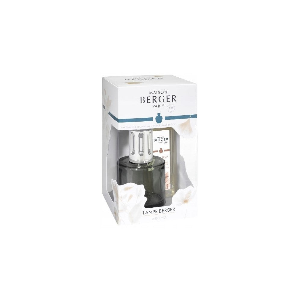 Maison berger paris Aroma Relax katalyyttilamppu lahjasetti harmaa + Sweet Orient -pehmuste 250ml
