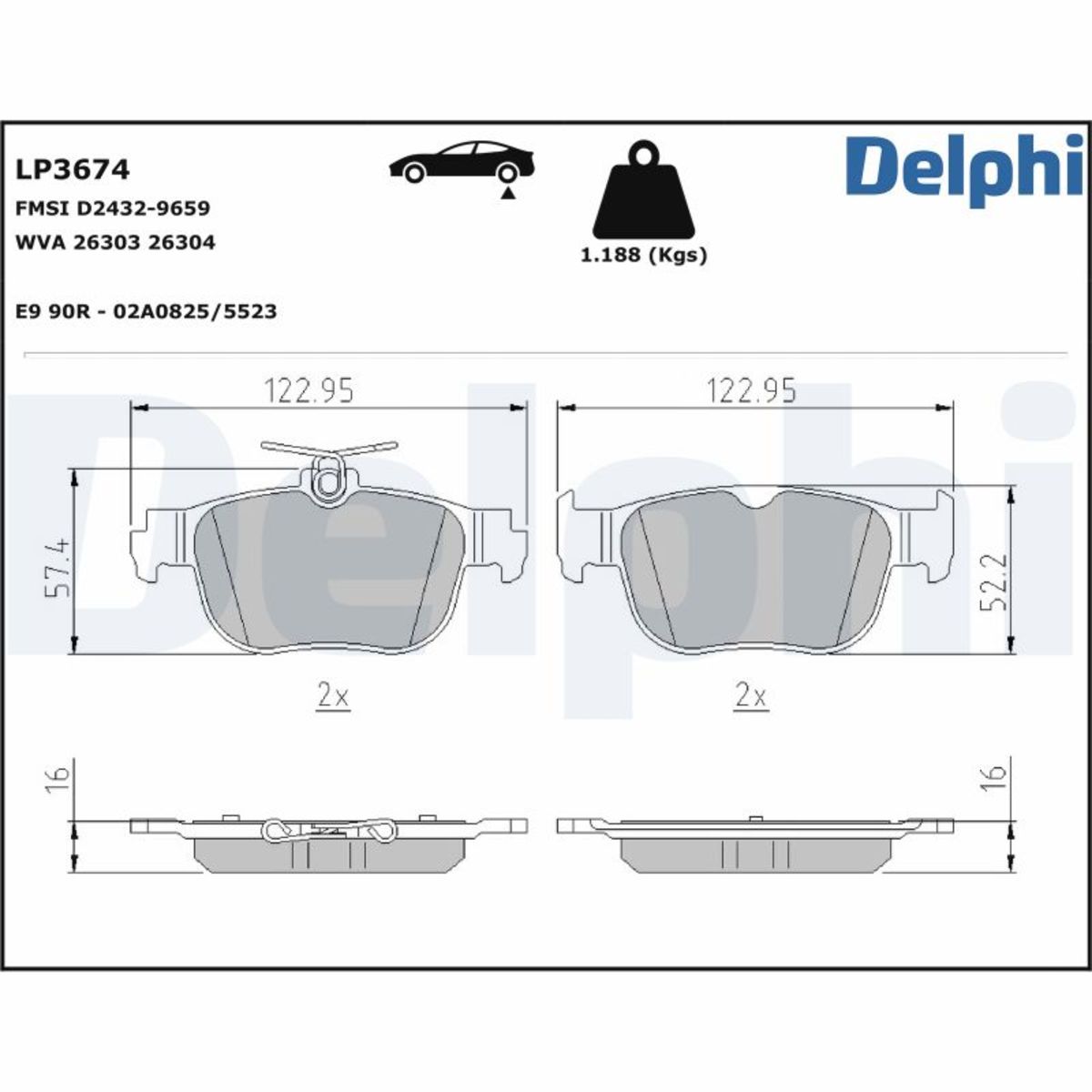 Jarrupalat, levyjarru DELPHI LP3674