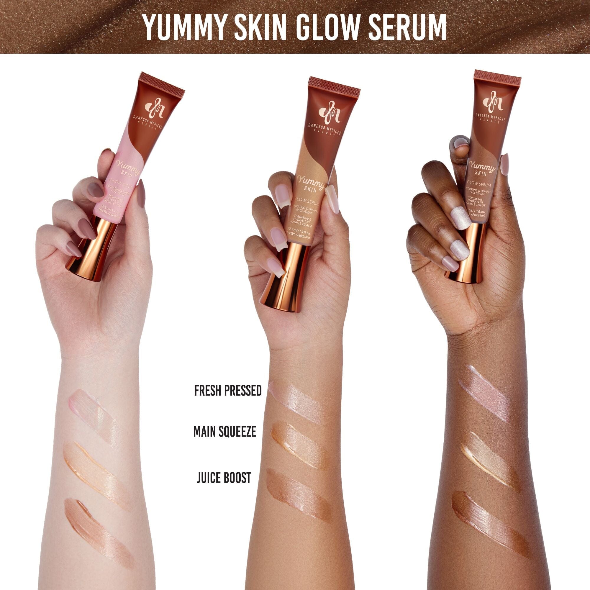 Danessa Myricks Beauty Herkullinen iho Glow Kirkastava seerumipohjustusvoide värimeikkivoiteelle Juice Tehostus 32,5 ml