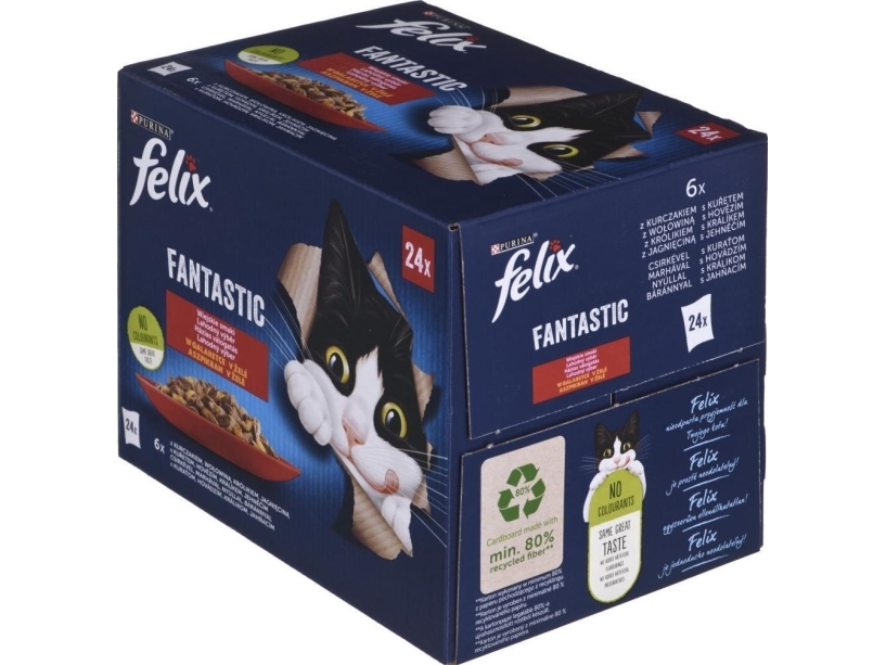 Purina Felix Fantastic Country Flavors in Jelly, Kissan märkäruoka, Adult, 24 x 85 g