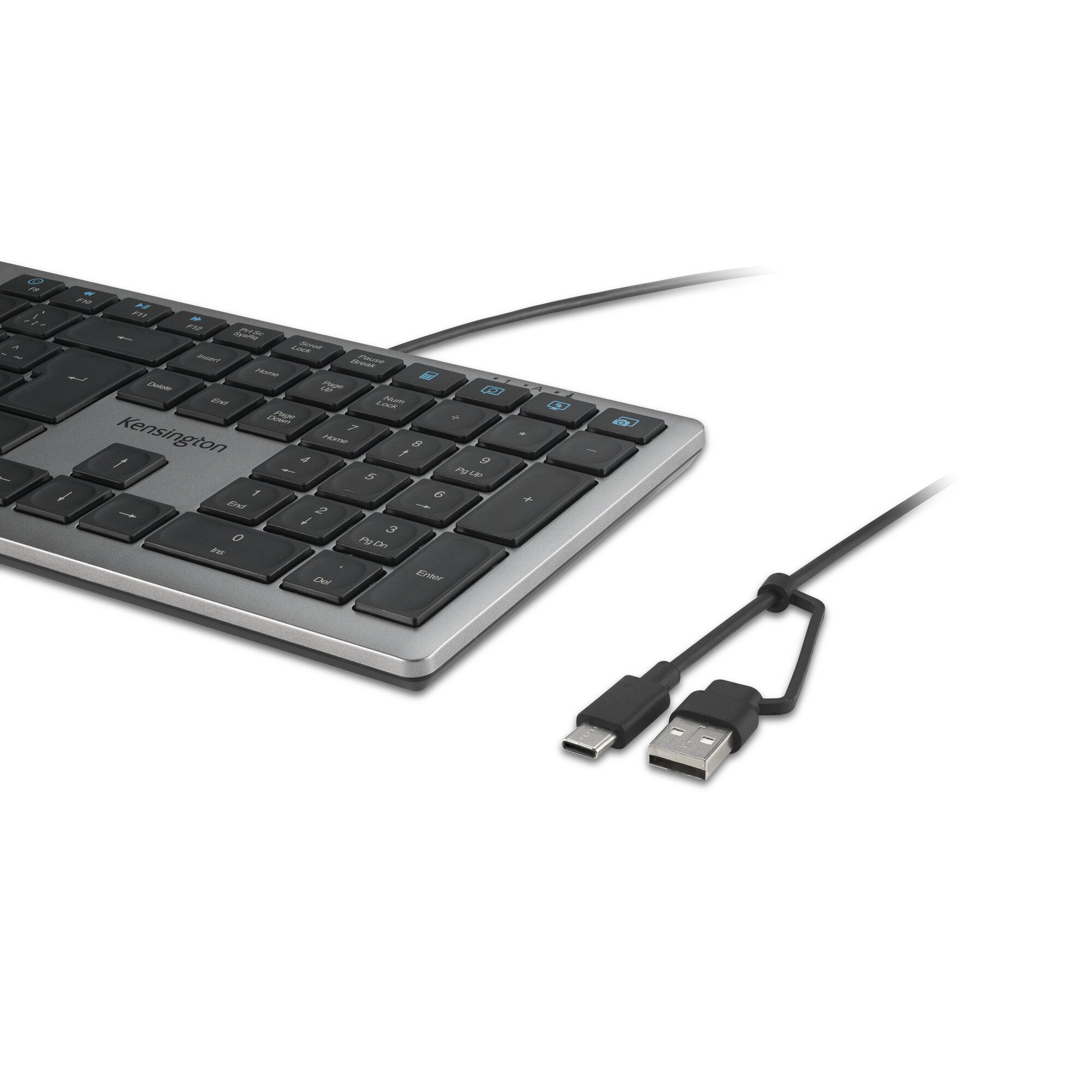 Kensington KB515 EQ USB-C/USB-A Langallinen Näppäimistö - Näppäimistö - Pohjoismainen - Harmaa