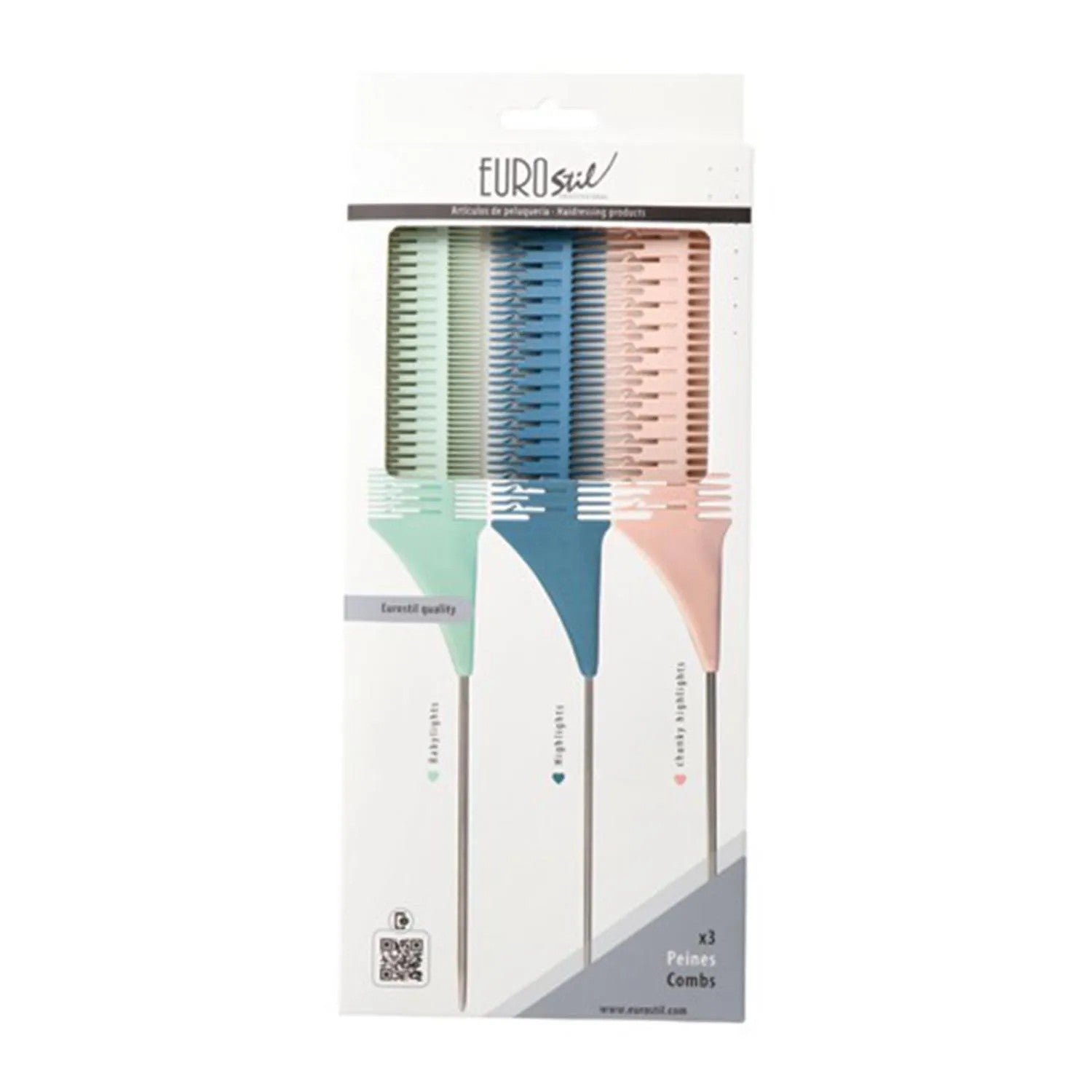 Eurostil Colors Set pettini colpi di sole 3 pezzi — Pettine