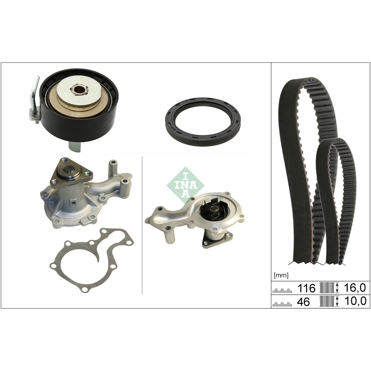 Vesipumppu + jakohihnasarja INA 530 0958 30