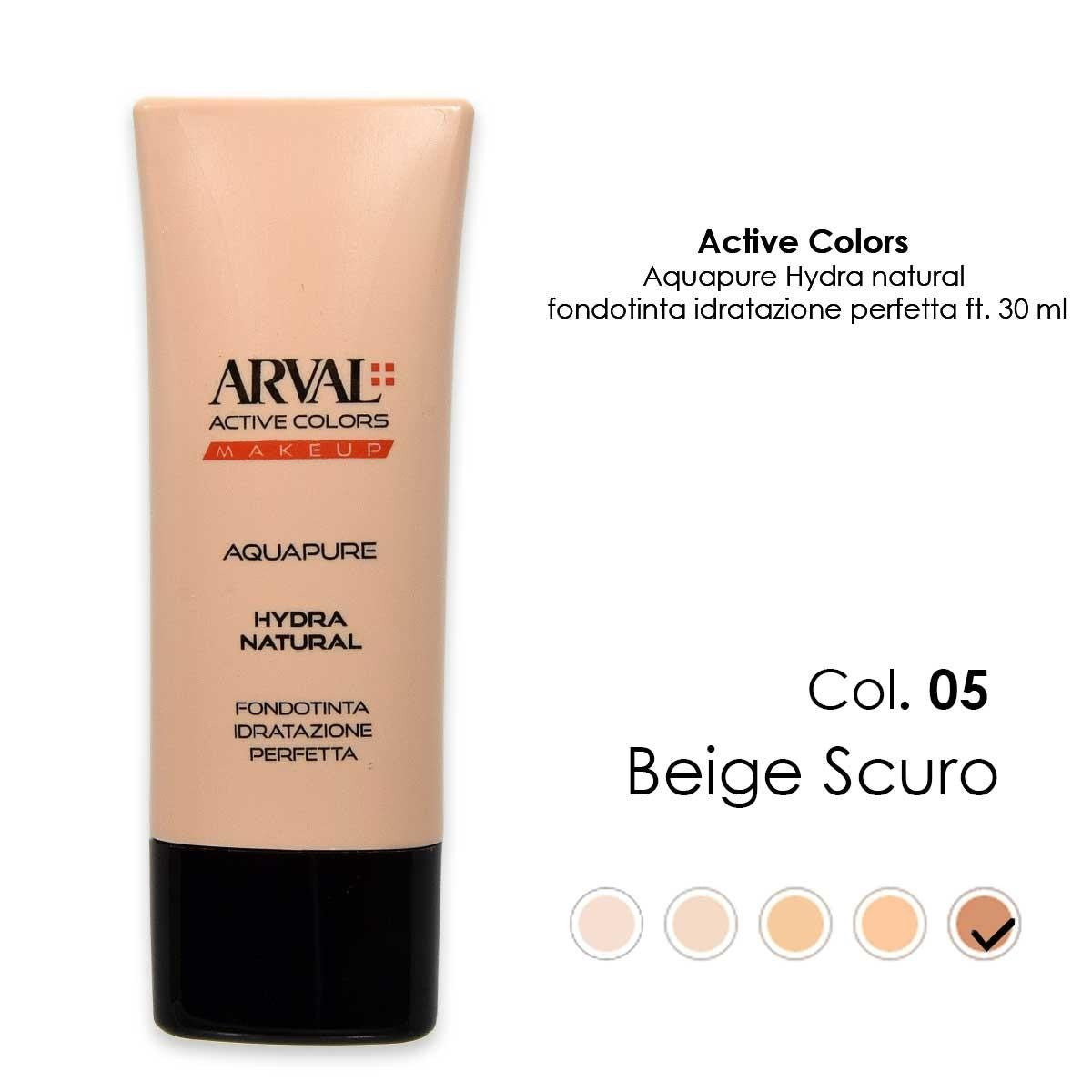 Arval Aquapure - Hydra-Natural N. 05 - Tumma beige Täydellinen kosteuttava meikkivoide Ft 30 ml