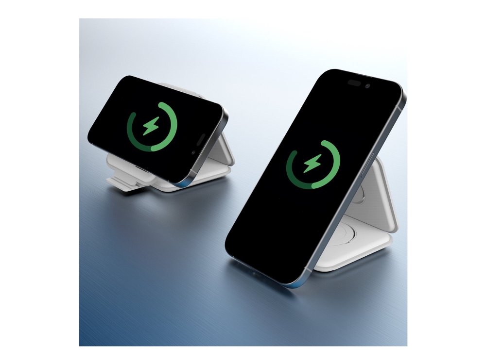 j5create Qi2 3-in-1 Langaton magneettinen matkalatausasema, Sisätila, USB, Langaton lataaminen, Valkoinen