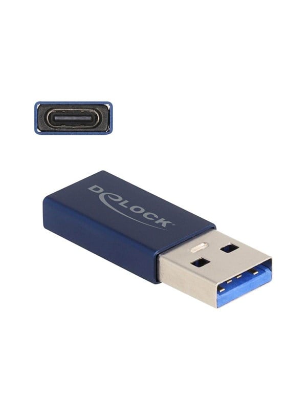 DeLOCK USB 10 Gbps USB Type-A male to USB Type-C active female blue