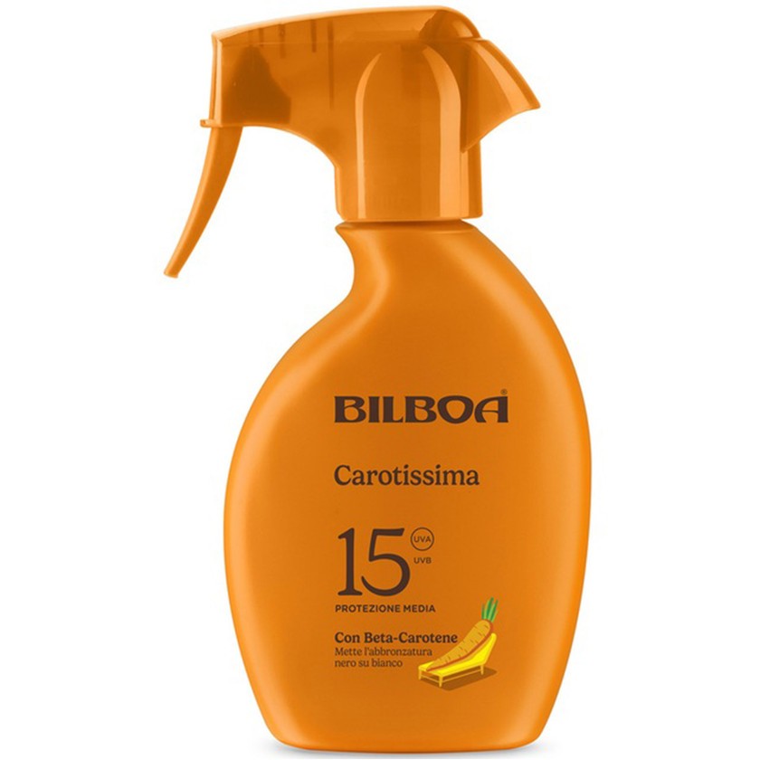 Bilboa Carotissima SPF15 keskivahva suojavoide triggerillä 250 ml