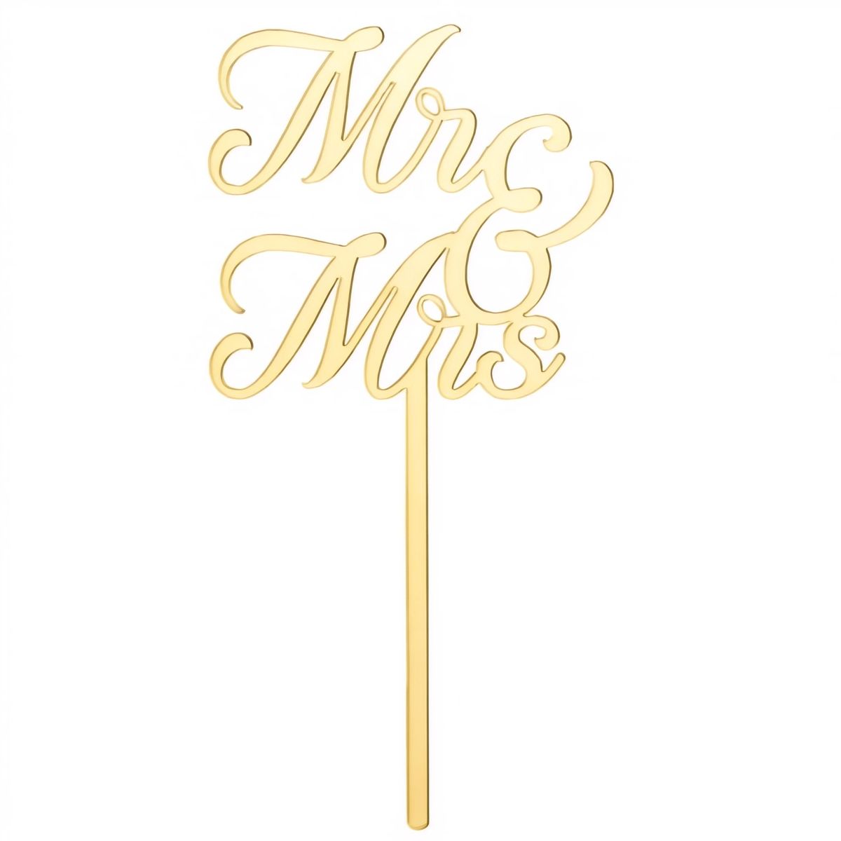 Akryylinen kakkukoriste - Mr & Mrs, Kulta