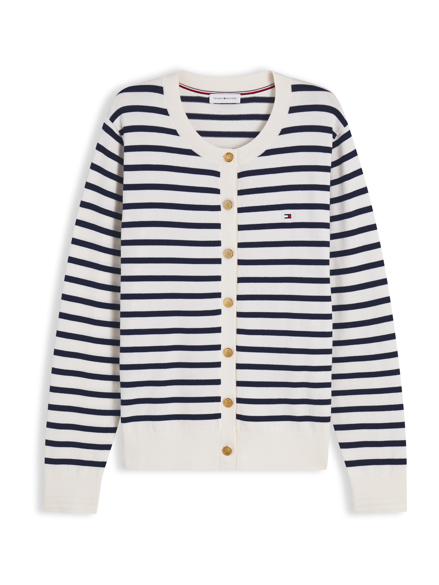TOMMY HILFIGER Neuletakki 'Fine' vaaleabeige / laivastonsininen