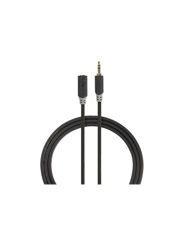 Nedis Stereoäänikaapeli | 3.5 mm uros | 3.5 mm naaras | Kullattu | 1.00 m | Pyöreä | Antrasiitti | Laatikko