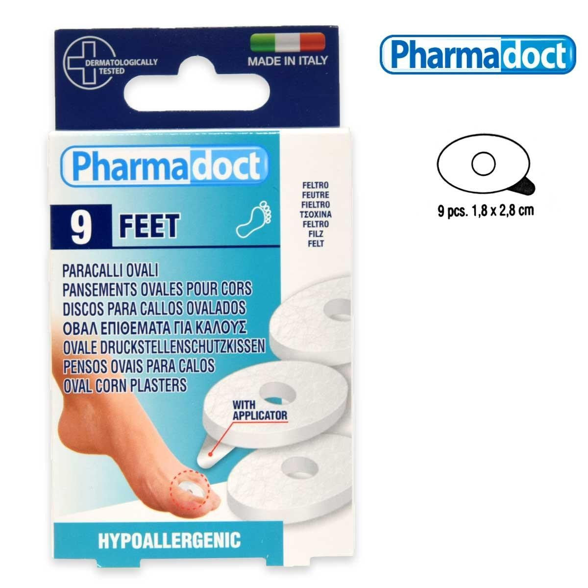 Pharmadoct Suojaavat soikeat huopatyynyt 9 kappaletta
