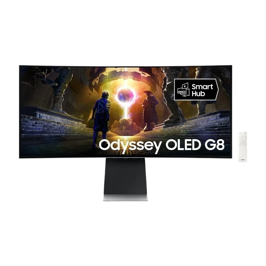 Samsung Odyssey OLED G8 S34DG850SU S34DG850SU - G85SD-sarja - OLED-monitori - Smart - pelinäyttö - kaareva - 34 - 3440 x 1440 UWQHD @ 175 Hz - 250 cd/m² - 1000000:1 - HDR10, HDR10+ - 0.03 ms - 2xHDMI, DisplayPort - kaiuttimet - hopea - hopea