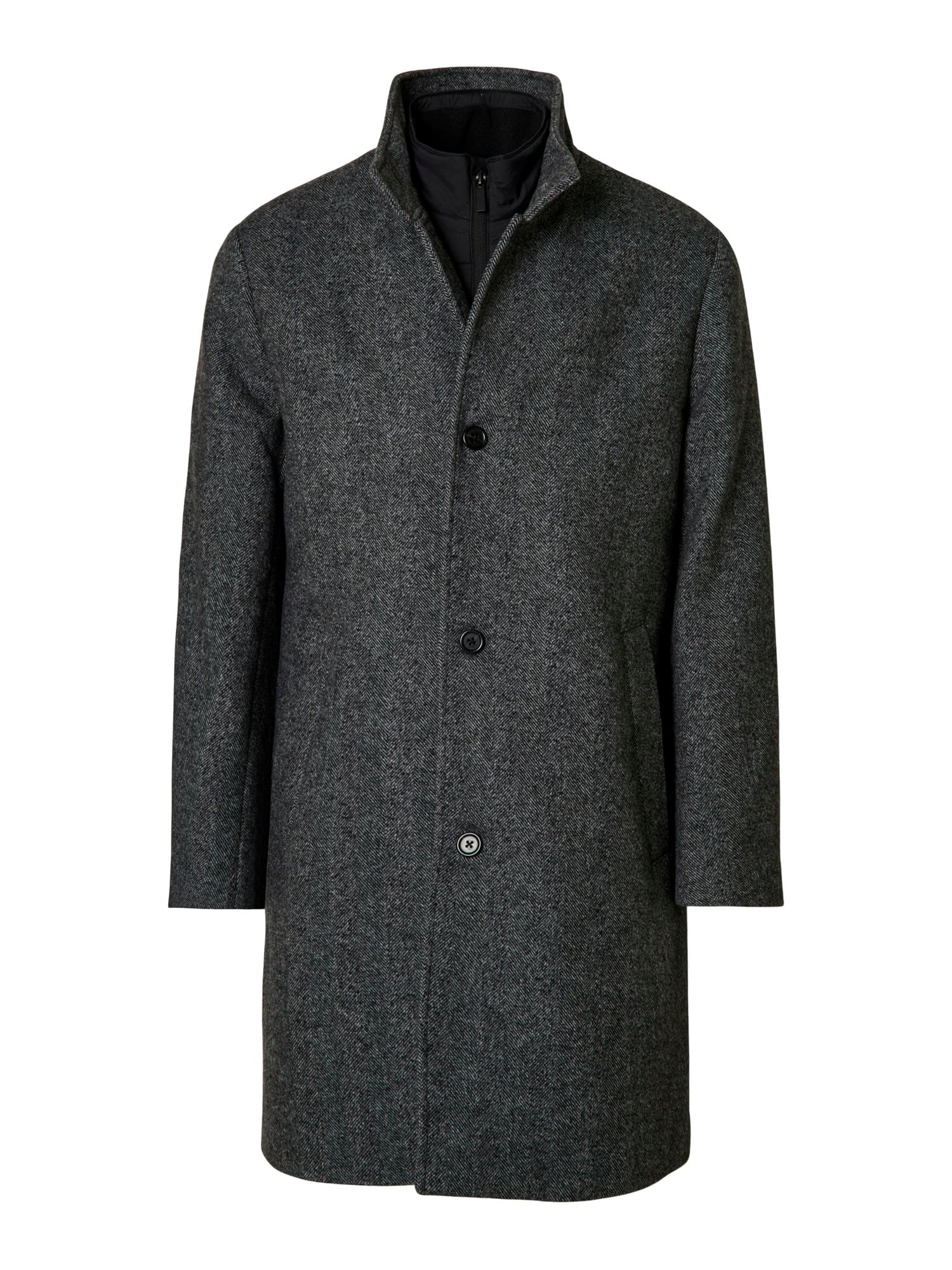 Selected miesten villakangastakki SLHRAINAR Wool Blend Coat, tummaharmaa kuosillinen
