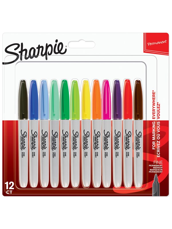 Sharpie -permanenttitussit | Kapea kärki | Värilajitelma | 12 kpl