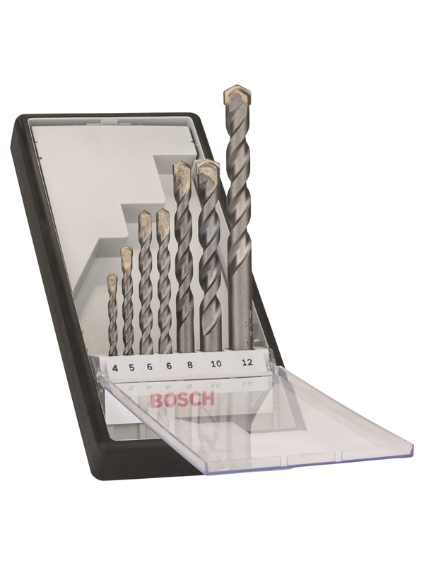 Bosch-tarvikkeet 2607010545 Kovametalli Betoni kierreporanteräsarja 7 kpl 4 mm, 5 mm, 6 mm, 6 mm, 6 mm, 6 mm, 8 mm, 10 mm, 12 mm Sylinterinvarsi 1 sarja 1 sarja
