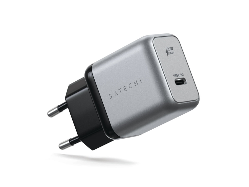 Satechi St-uc30wcm - 30w Usb-c Pd Gan Seinälaturi Hopea, Musta