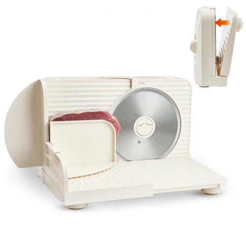 VEVOR Meat Slicer, 180W Electric Deli Slicer Machine with 170 mm Sharp Blade, Home Meat-Slicer with 60-90 RPM Slicing Speed, 0-15 mm Adjustable Thickness, for Frozen Meat, Ham, Baguett & Prime Steak