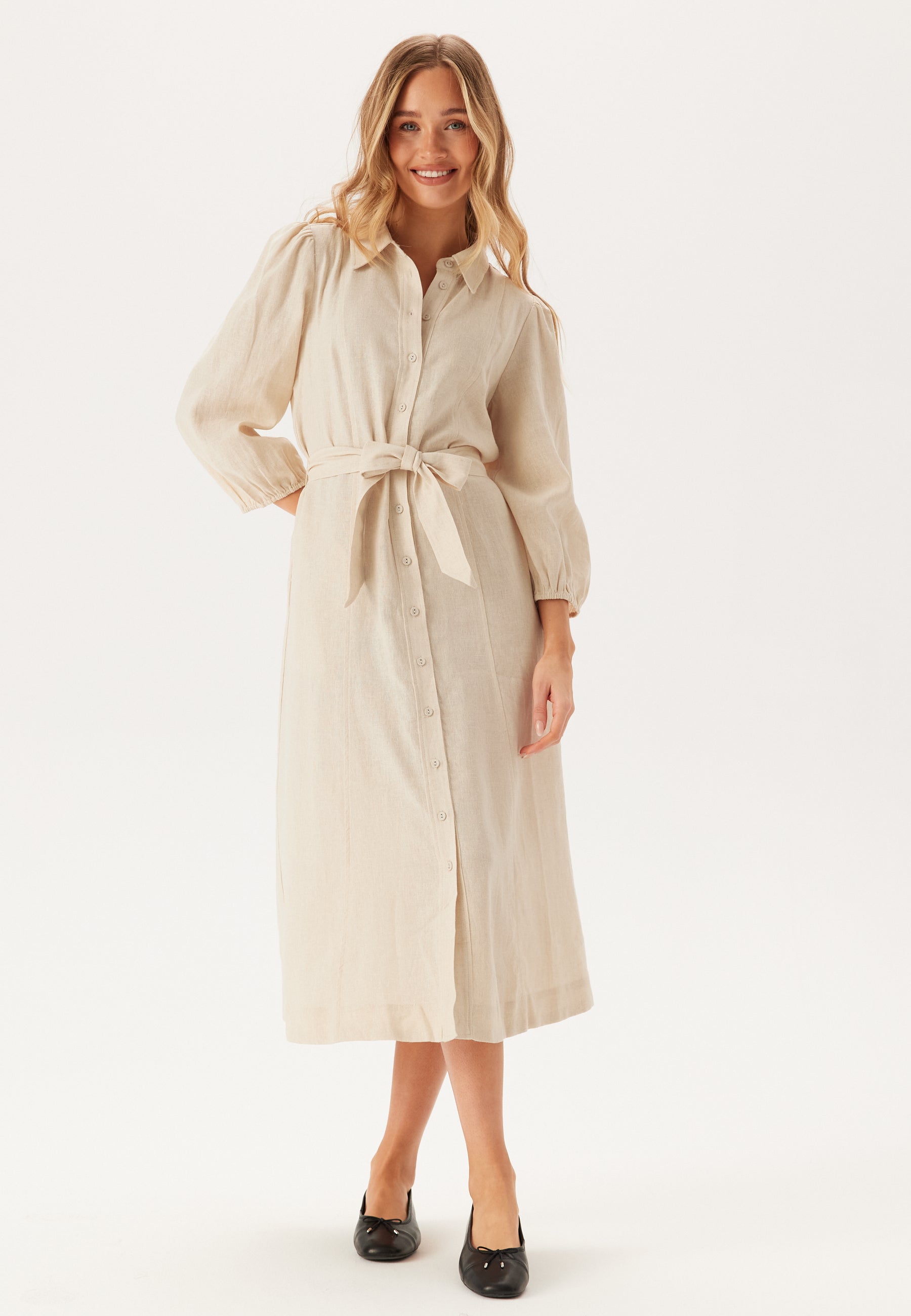 Yasflaxy 3/4 LINEN SHIRT DRESS