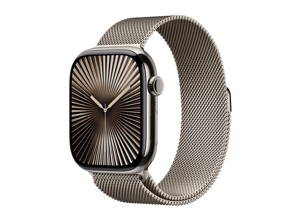 Apple Watch Series 10 GPS + Cell 46 mm luonnonvaalea titan, luonnonvaalea milanolaisranneke - M/L