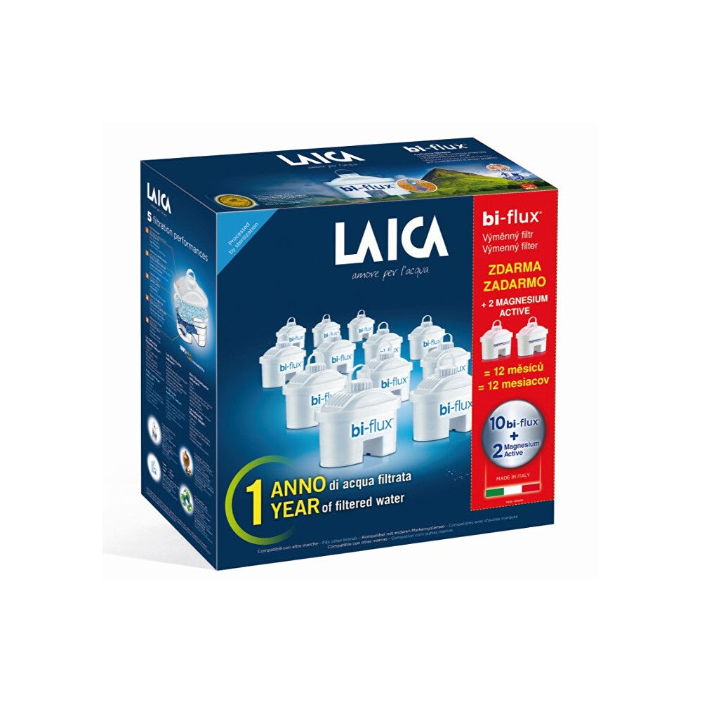 Laica Filtro F12SES0 Biflusso 10 pezzi + 2 MagnesiumActive — Filtri per Acqua