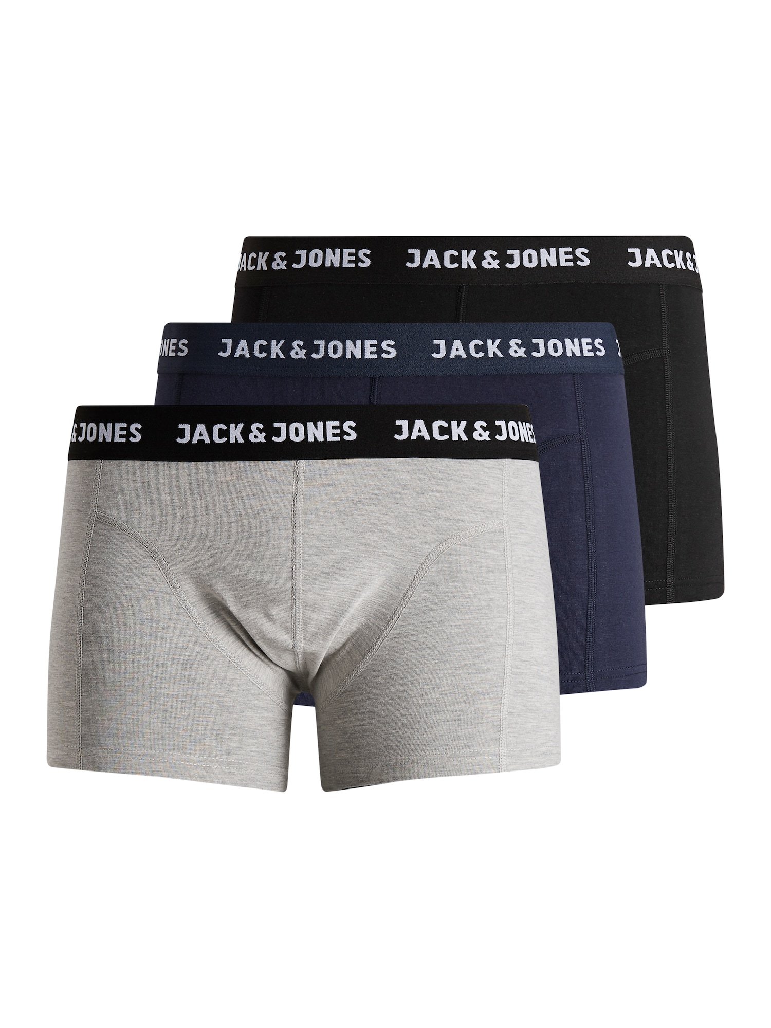 JACK & JONES Bokserishortsit 'JACAnthony'  laivastonsininen / meleerattu harmaa / musta / valkoinen