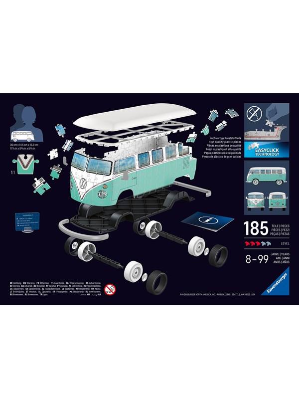 Ravensburger Volkswagen T1 Bulli 3D Puzzle, 108pc 3D Palapeli