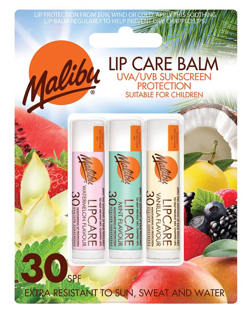Malibu Spf 30 Lip Balm Assorted Flavours 3 Pack