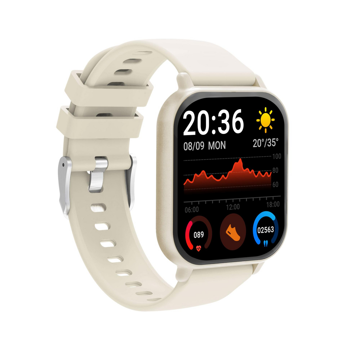 DENVER SWC-176BE Beige - Bluetooth Smart Watch with health sensors & call function
