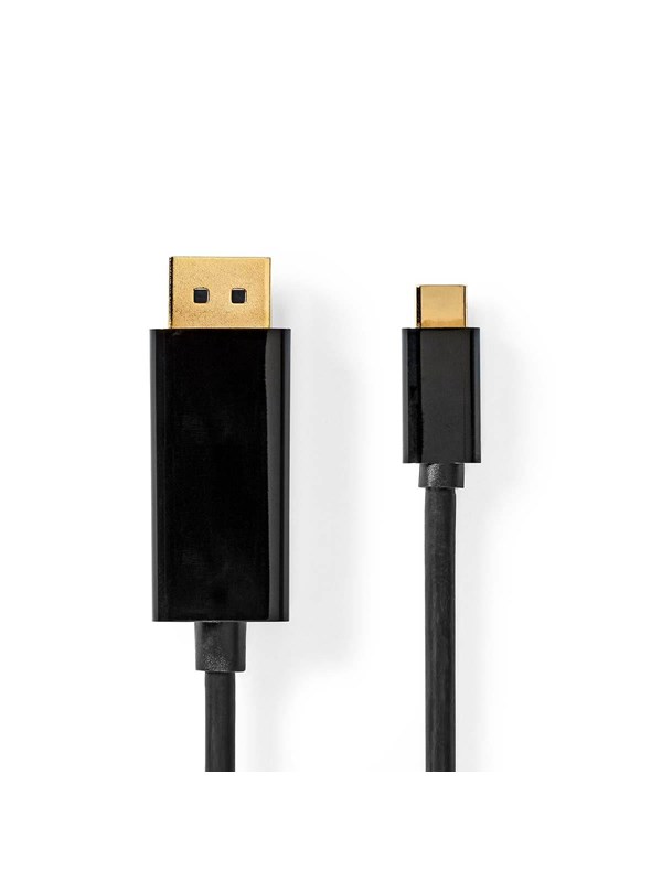 Nedis USB-CTM Sovitin | USB 3.2 Gen 1 | USB-CTM Uros | DisplayPort uros | 4K@60Hz | 2.00 m | Pyöreä | Kullattu | PVC | Musta | Label