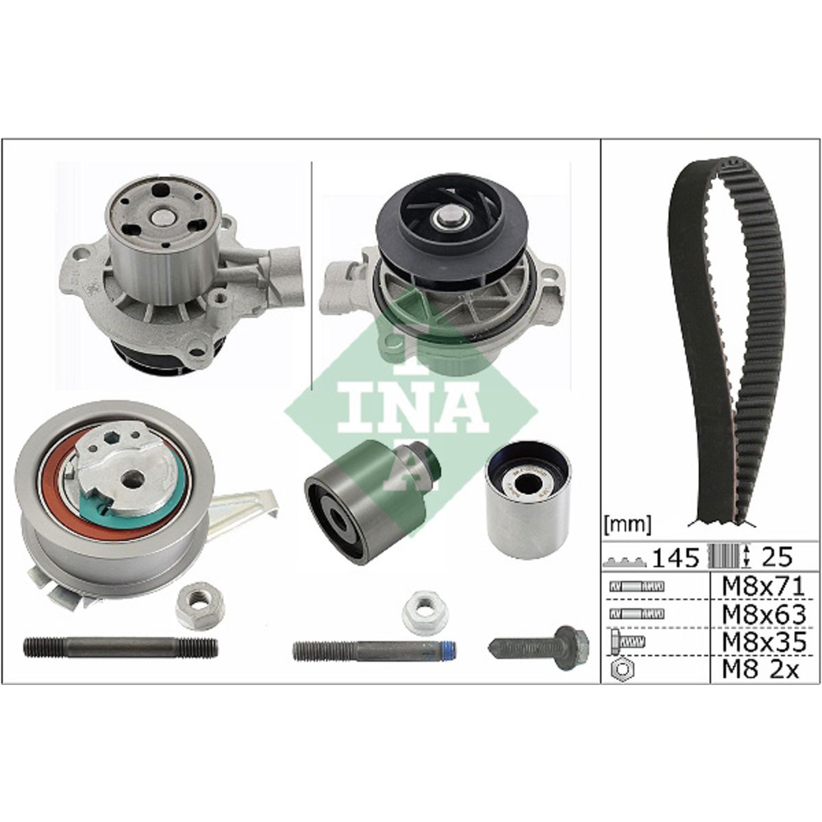 Vesipumppu + jakohihnasarja INA 530 0699 31