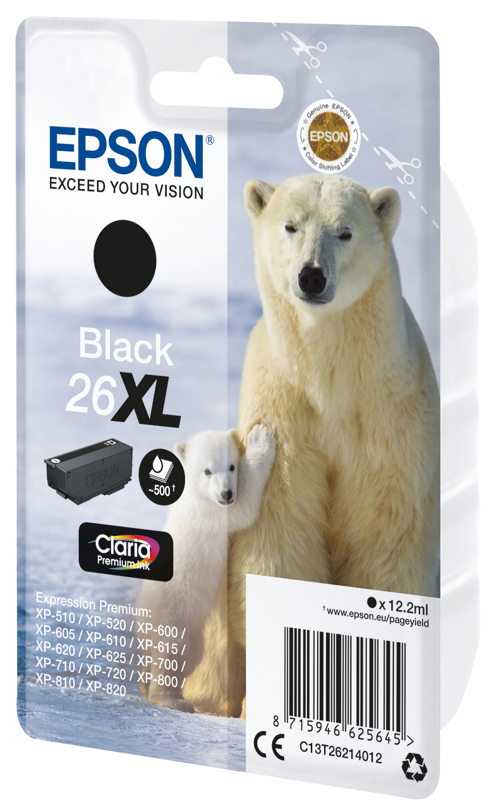 Epson 26 XL-mustekasetti, 12.2 ml, musta