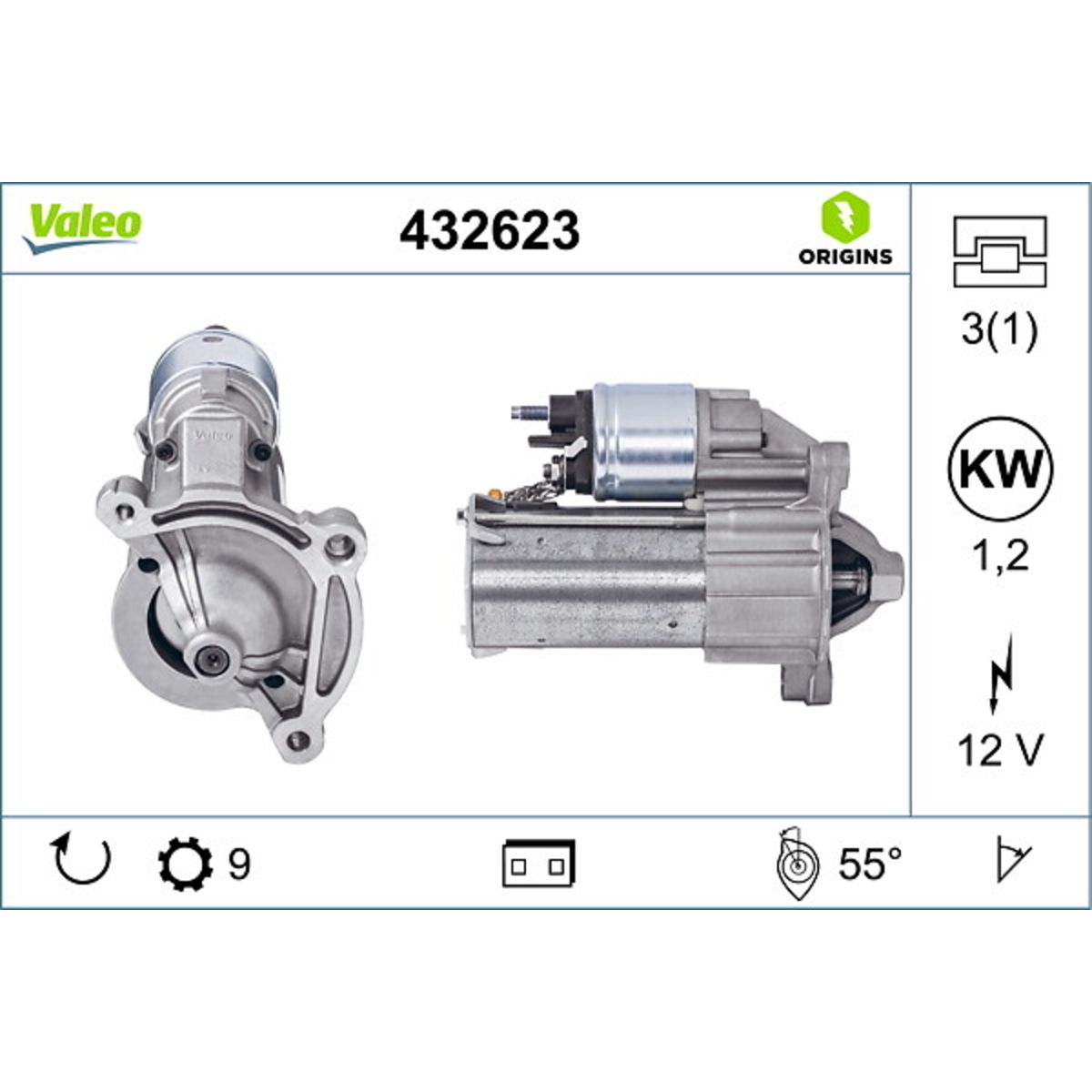 Käynnistysmoottori VALEO 432623