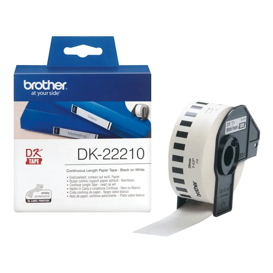 Brother DK22210 - Musta on Valkoinen - Roll (2.9 cm x 30.5 m)