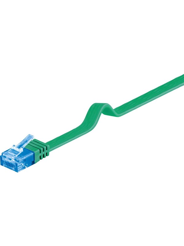 Goobay CAT 6A platt patchkabel, U/UTP, grön kopparledare (CU)