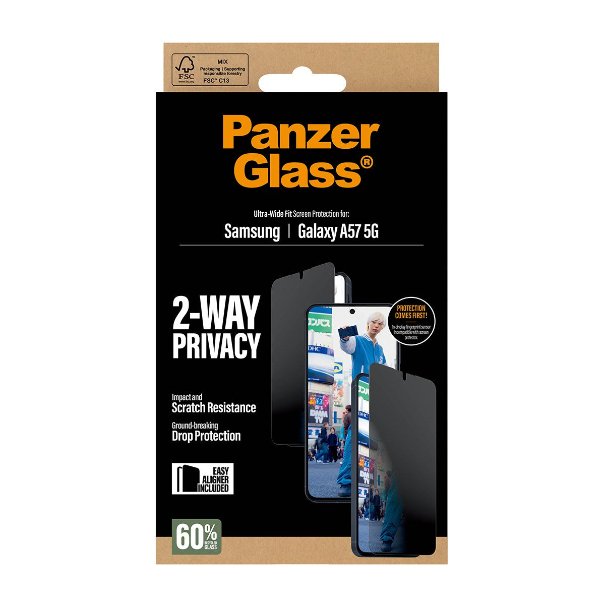 PanzerGlass Privacy Screen Protector Samsung Galaxy A57 | Ultra-Wide Fit w. EasyAligner
