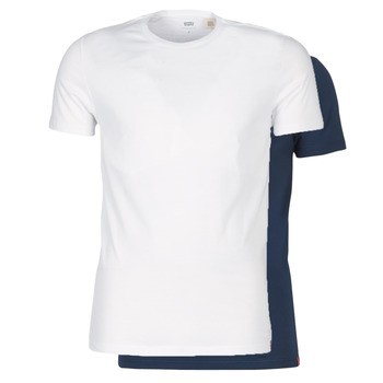 LEVI'S ® Paita 'Slim Crewneck Tee - 2 Pack' marine / valkoinen