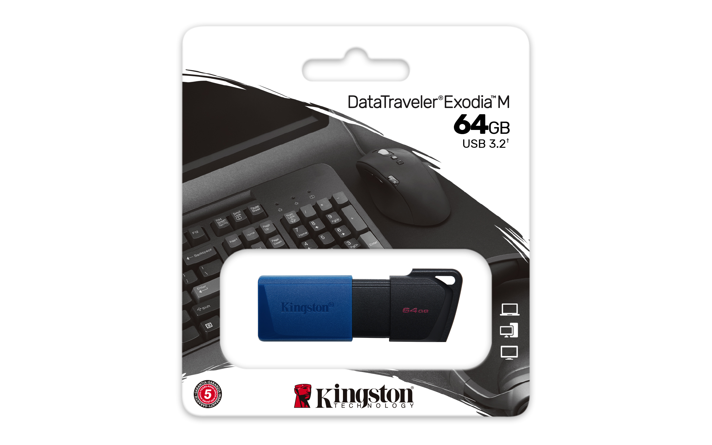 Kingston Datatraveler Exodia M 64gb Usb-a Musta, Sininen