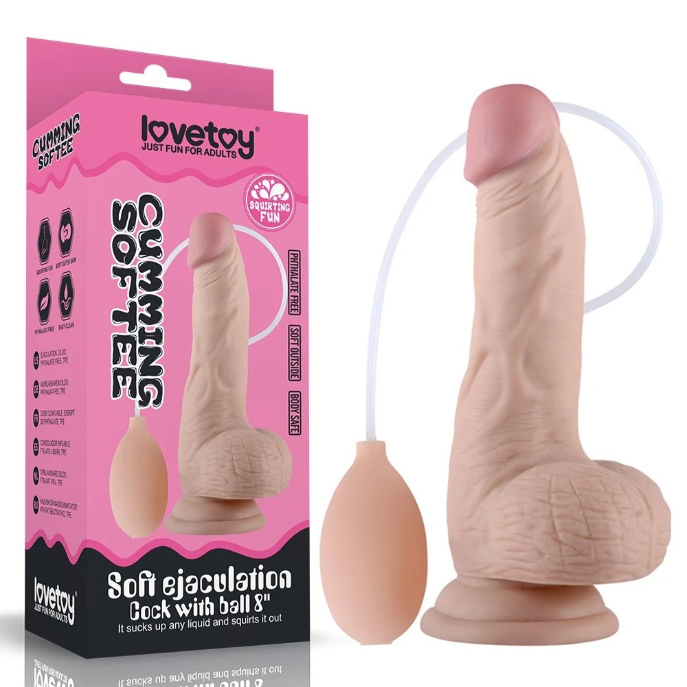 LoveToy realistinen ejakuloiva dildo imukupilla 20 cm