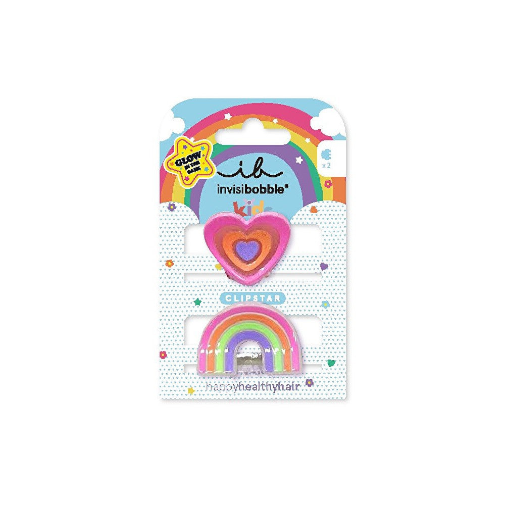 Clipstar Glow Happy Heart - hiusklipsi 2kpl