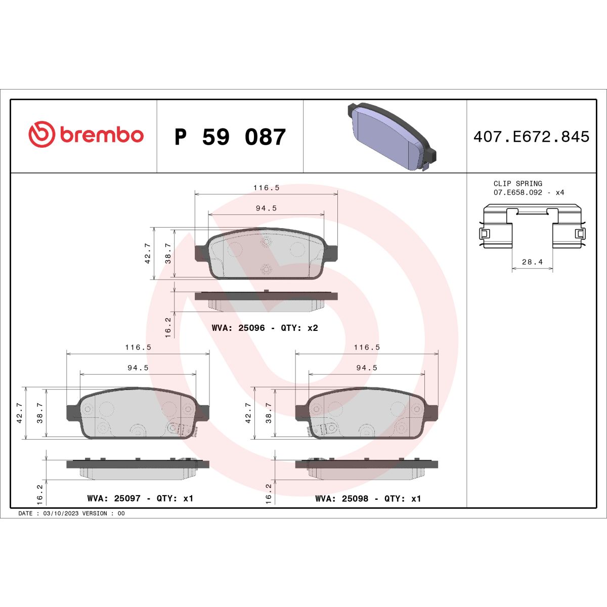 Jarrupalat, levyjarru BREMBO P 59 087