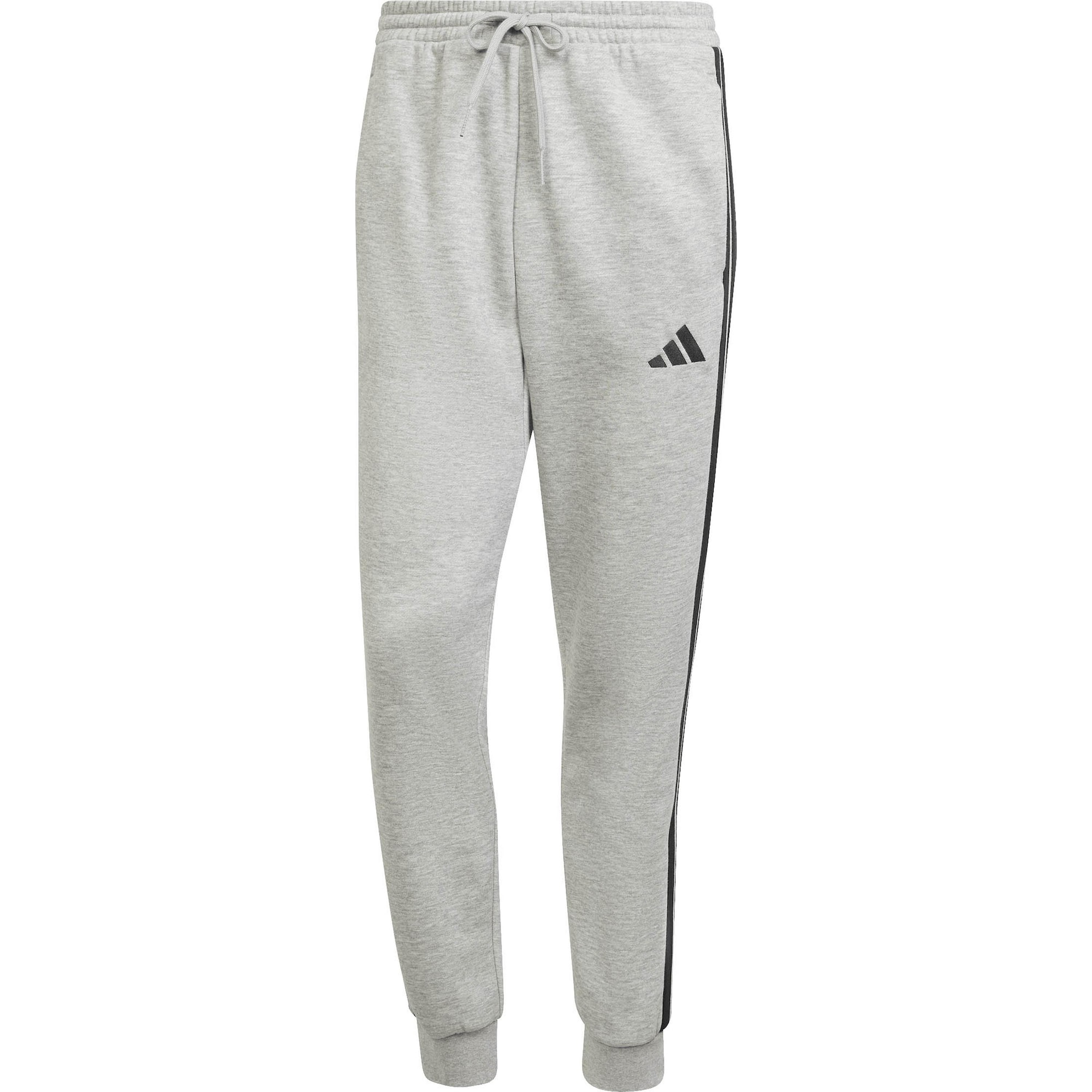 ADIDAS SPORTSWEAR Urheiluhousut 'ESSENTIALS THREE STRIPES FLEECE' meleerattu harmaa / musta